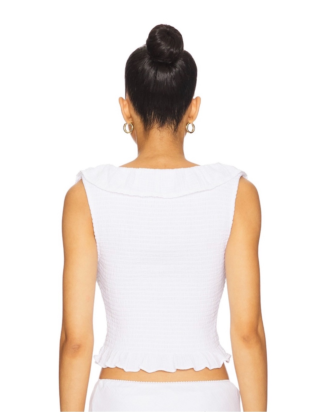Guizio White Ruffled Button-Front Tank Top - Picture 3 of 4